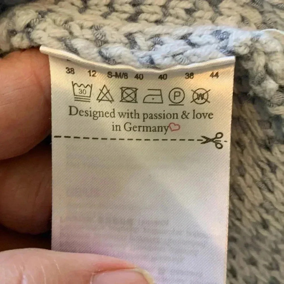 Olsen two-tone blue knit cardigan, medium weight, cotton & polyester - Picture 6 of 11